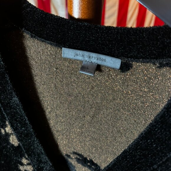JOHN VARVATOS Black and Gold Metallic Cardigan in sz L - Picture 3 of 5
